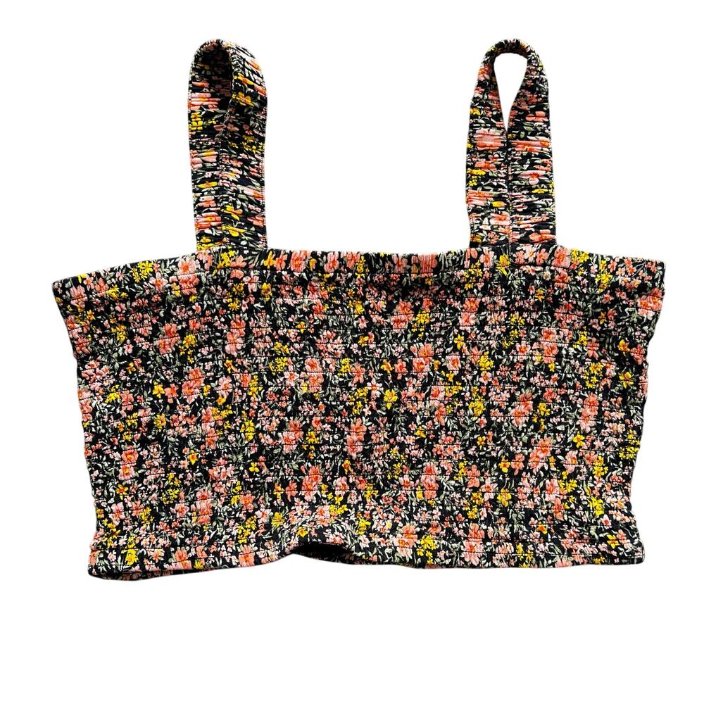 American Eagle Festival Floral Smocked Crop Top L